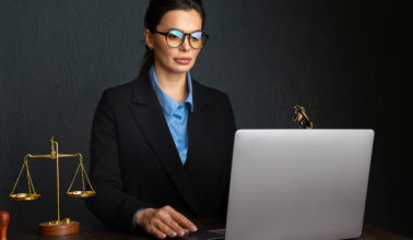 A female lawyer working showcasing work dedication